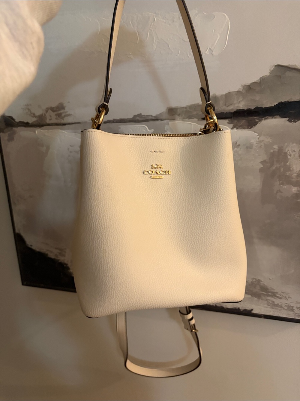 Coach Pebbled Leather Shoulder Bag in Cream